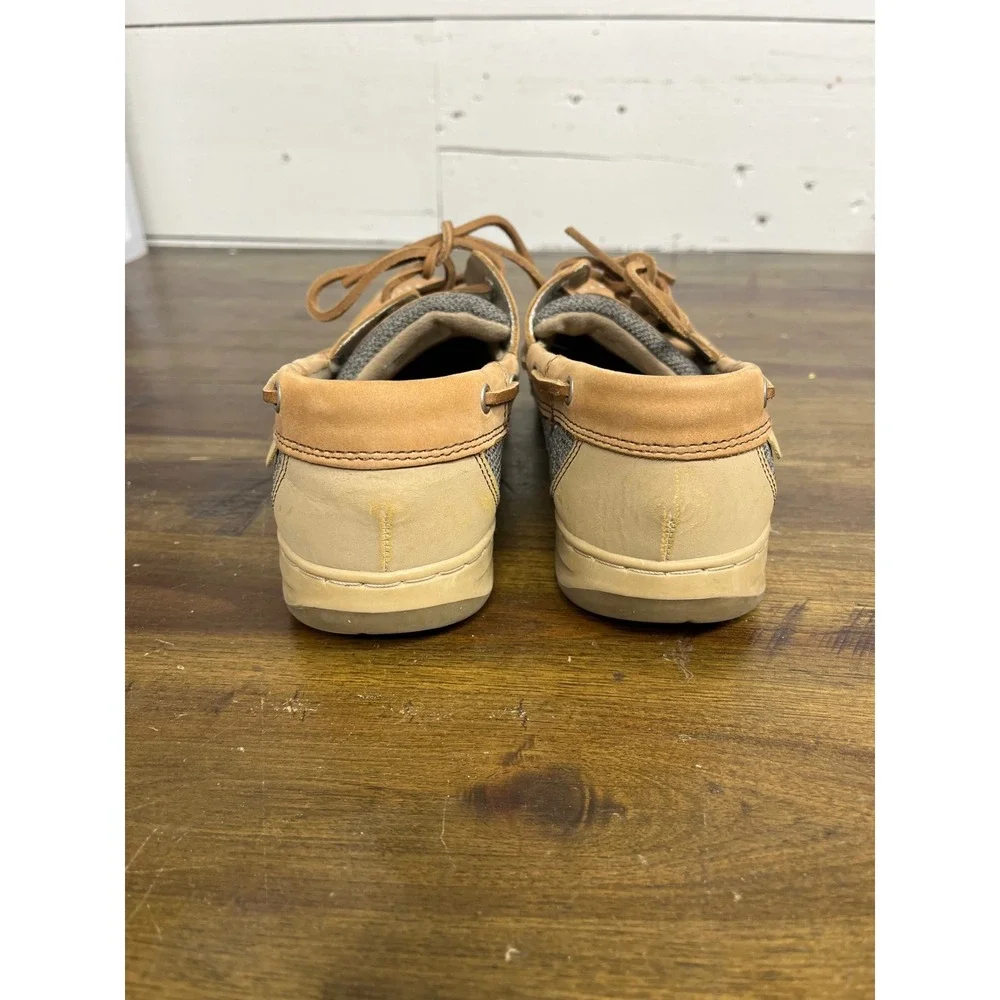Maui Island Marlin Mens Tan Leather Mesh Boat Shoes Loafers Size 9M 747032